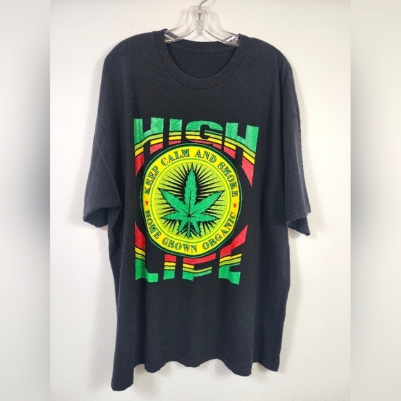 Source Unknown Other - High Life Graphic T-Shirt with Leaf Design, sz XL (No Tag)